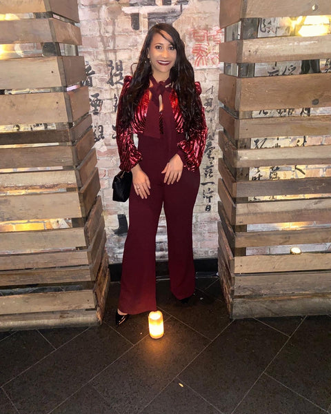 Leticia Burgundy Jumpsuit