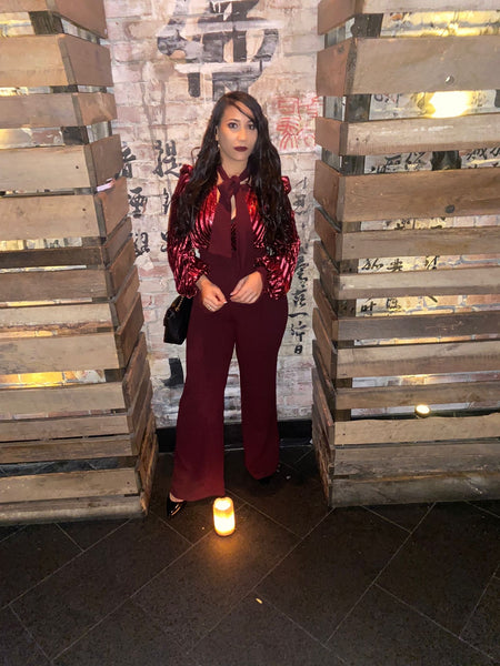 Leticia Burgundy Jumpsuit