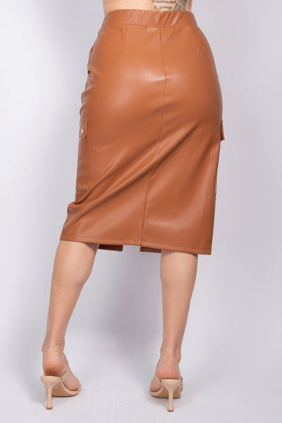 Jessi Faux Leather High-rise Cargo Skirt