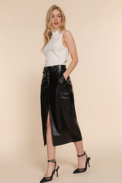 Lili Leather Midi Cargo Skirt