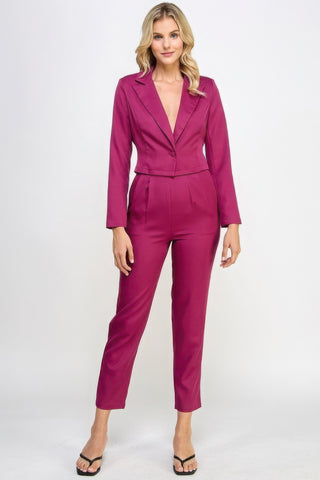 Angely Crop Blazer With Tailored Pants Set