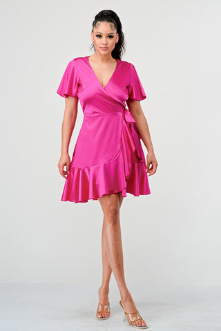 Ximena Satin Wrap Dress