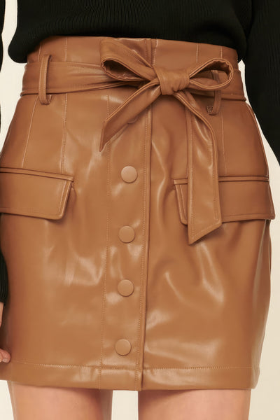 Andrea Faux Leather Mini Skirt